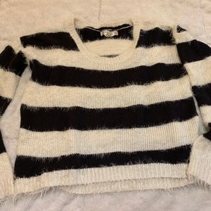 Billabong Crop Black & White Striped Sweater
